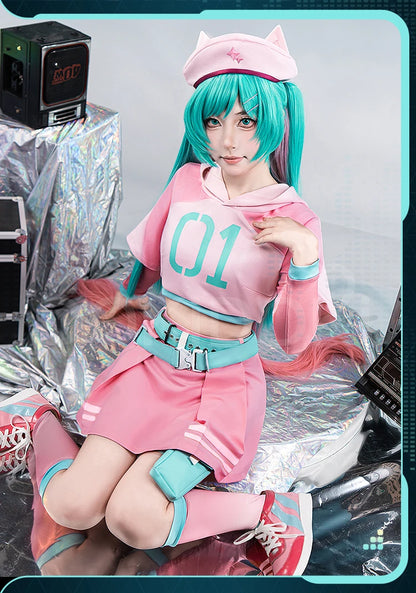 IN STOCK MIKUU Cosplay Costume【XS-2XL】DokiDoki-R Mikku Cosplay Women Cute Pink Short Dress Mikuu Plus Size