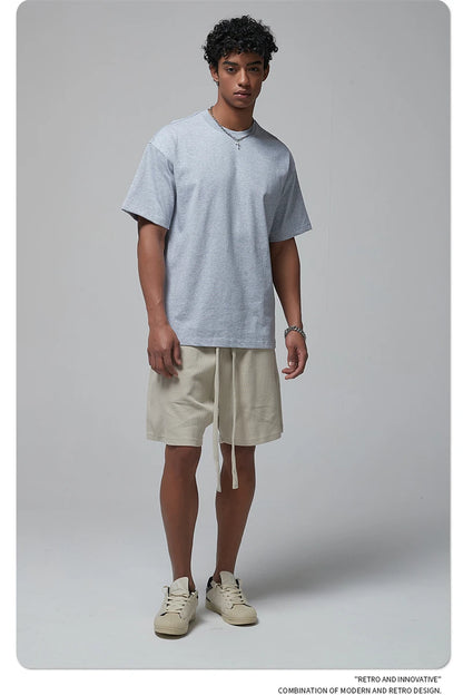 ZODF New Spring Summer Men 305gsm Cotton T Shirts Unisex Heavy Weight Oversized FG Noshrink Basic Solid T-Shirt Tees HY0165