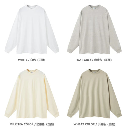 ZODF Autumn Winter 425gsm Long Sleeve T-Shirt American Retro Unisex Loose Heavyweight Basic Cotton T Shirts TEE HY0676