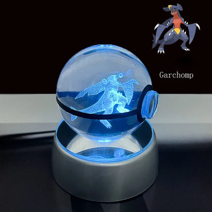 Pokemon 3D Crystal Ball Glastrier Charizard Eternatus Froakie Anime Game Pokeball Led Night Light Base Birthday Gift Home Decora