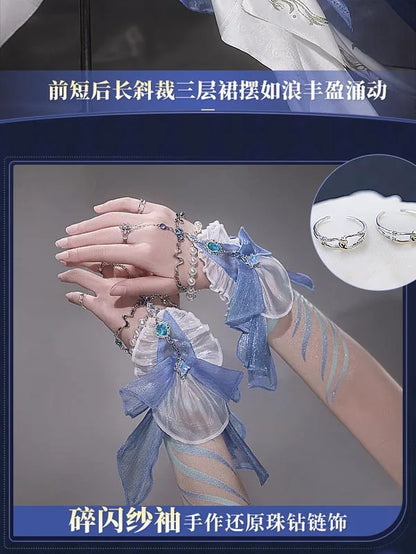 Love and Deepspace MC Cosplay Costume Deepsea Waves Dress Heroines Uniform Carnival Outfit Headwear Halloween Party Women Girls