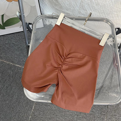 Women Sports High Waist Yoga Legging Shorts Squat Proof Quick Dry Fitness Workout Gym Cycling Tight - Bronze / M