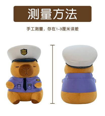 New Kawaii 50cm Plush Toy Capybara Police Stuffed Animal Pillow Cute Plush Doll for Kids Birthday Christmas Gift