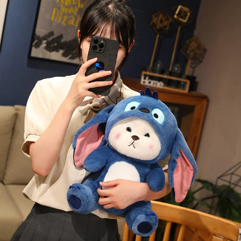 Big Size Cute Bear Turn Into Stitch Cuddly Cushion Lovely Stuffed Anime Throw Pillow Sofa Bed Home Decor Plushies Xmas Gifts