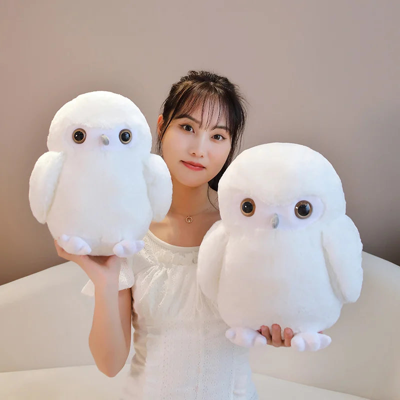 Couple Owl Plush Toy Stuffed Animals White Brown Vulture Plushie Round Ball Shape Nap Sleep Throw Pillow for Kids Birthday Gift
