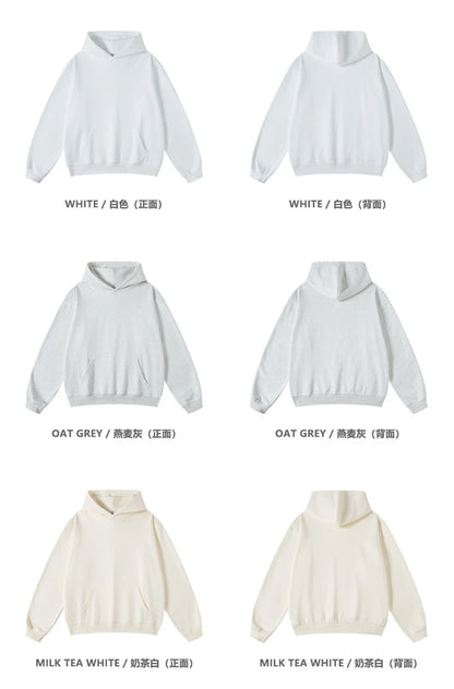 ZODF New Winter 440gsm Terry Hooded Hoodies For Men Retro Unisex Couple Loose Oversized Solid Pullovers Streetwears HY0664