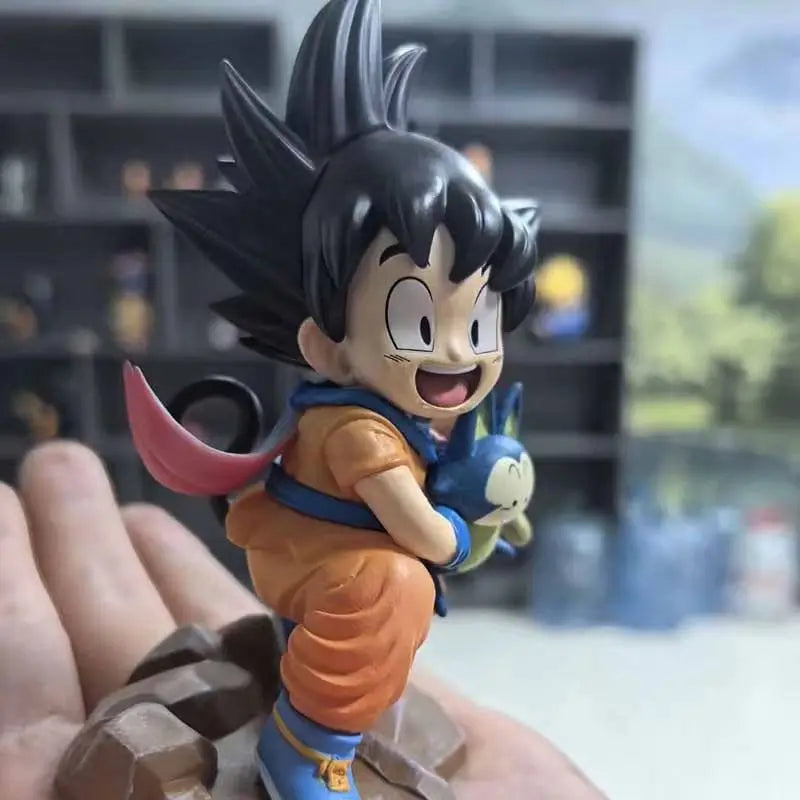 Dragon Ball Childhood Little Goku Hugs Puer Ya Mu Tea Little Follower Figures Doll Pvc Model Statue Collection Toys Ornamen Gift