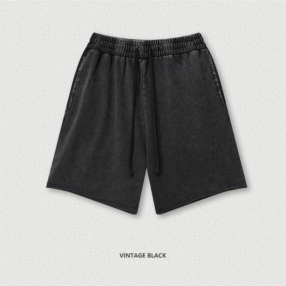 ZODF New 2025 Men Summer Loose Edge Washed Cotton Shorts Unisex Retro High Street Distressed 330gsm Shorts Brand Clothes HY1056