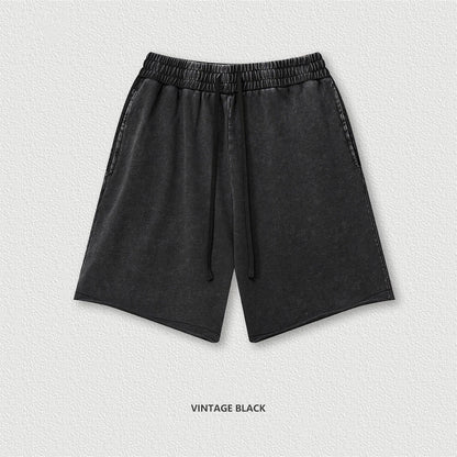 ZODF New 2025 Men Summer Loose Edge Washed Cotton Shorts Unisex Retro High Street Distressed 330gsm Shorts Brand Clothes HY1056