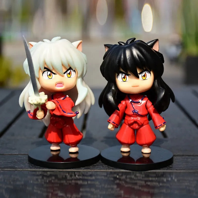 New  Inuyasha Anime Figure Higurashi Kagome Miroku Sesshoumaru Action Figure Q Version Toys Pvc Model Doll  Gifts for Kids