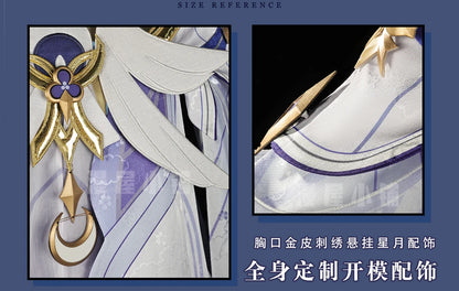 Genshin Impact Columbina Cosplay Costume Wig The Damselette Dress Uniform Eleven Fatui Harbingers Halloween Party for Women Girl