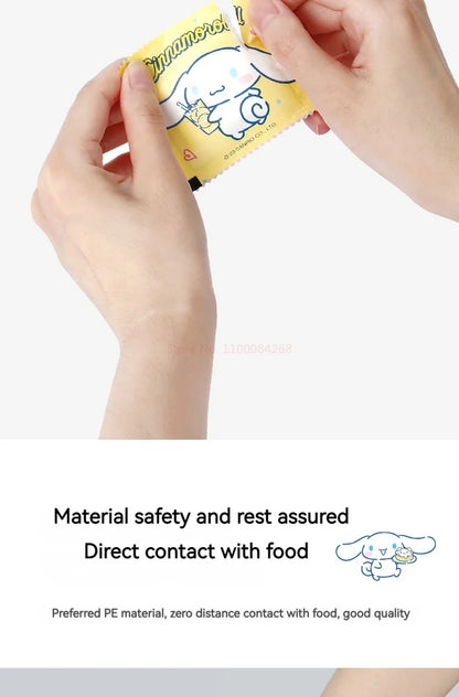 Sanrio Disposable Gloves, Single Pack, Small Bag, Household Food Grade Kitchen Cleaning, Thickened Pe Transparent Gloves
