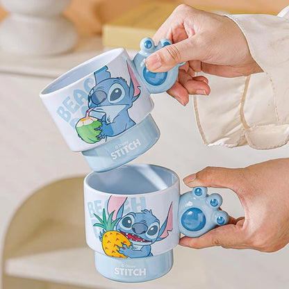 Disney Stitch Mug Office Coffee Cup Stackable Ceramics Mugs High Value Couple Water Cups Student Hot Water Cup Festival Gift