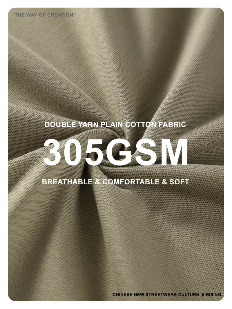 ZODF Summer Men 100% Cotton Solid Oversized Heavyweight 305gsm No-Shrink T-Shirt HY0165