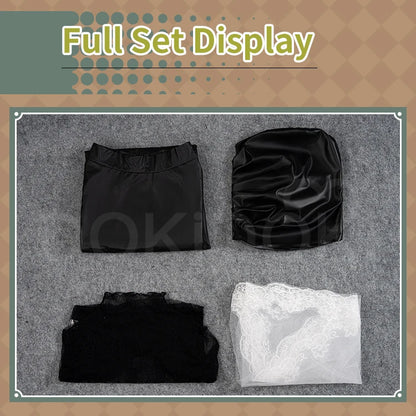 Osaragi Cosplay Custome Anime DokiDoki-R Women Black Long Dress Costume Ms.Osaragi Cosplay Headdress