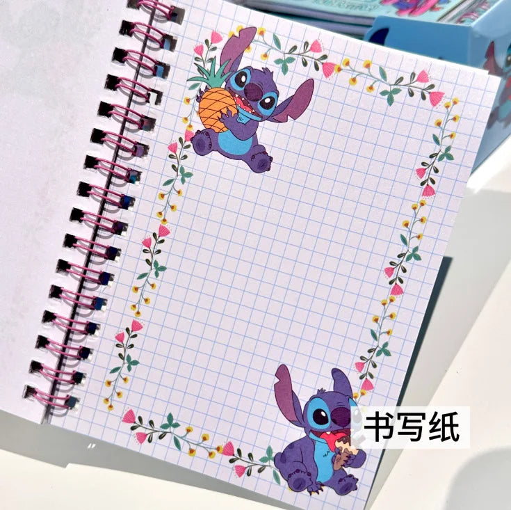24pcs New Disney Stitch Cartoon Cute Handbag Coil Book Sticker Combination Book 27 Material Books Children'S Diy Handbag Gifts