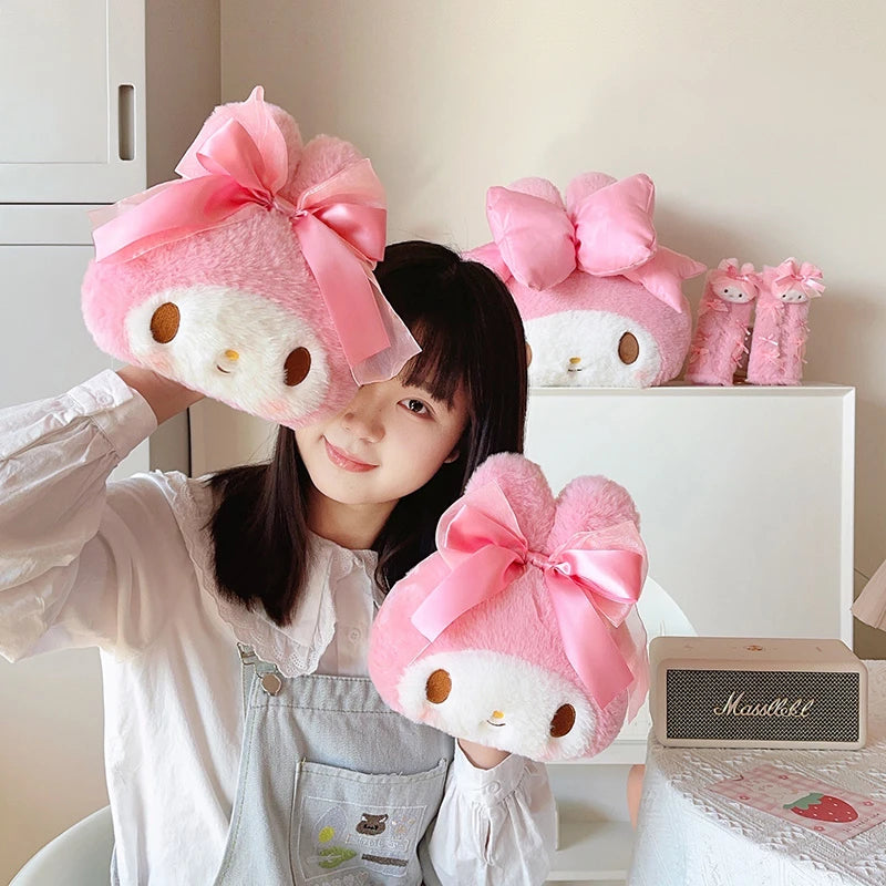 Sanrio Cartoon My Melody Headrest Back Cushion Cartoon Anime Seat Belt Cover Japanese Style Car Accessory Throw Pillow Sofa Bed