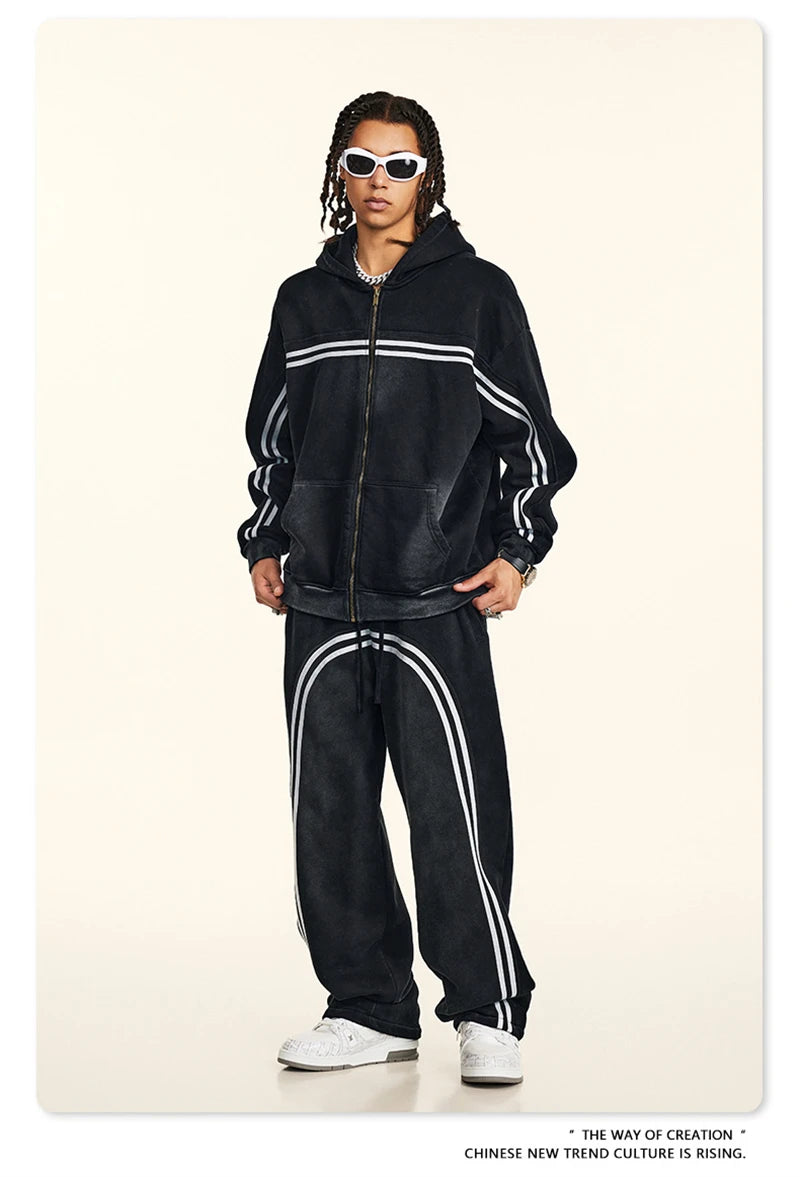 ZODF Retro 2024 Winter Men Zipper Fleece Hoodies Unisex Oversized Washed 360gsm Sport Knitted Hooded Coat HY0905