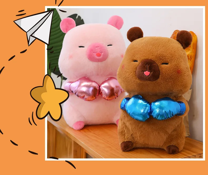 Plush Capybara Boxing Toy Stuffed Animal Cute Cuddly Pillow Decor for Kids Birthday Xmas Gift Wholesale Plush Toy Stuffed Animal