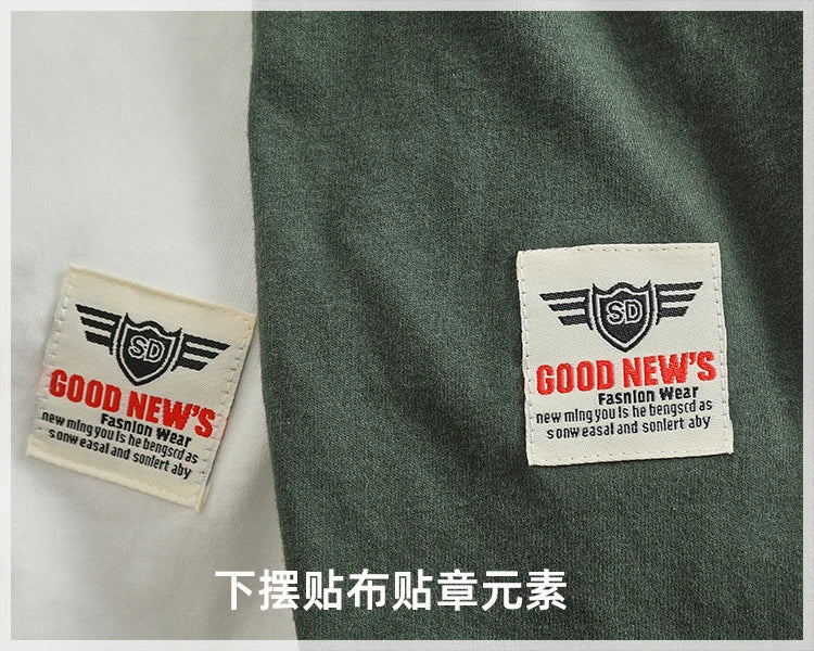 Autumn New American Retro Long-sleeved O-neck Letter Printed T-shirt Men's Fashion Simple 100% Cotton Washed Casual Sport Tops