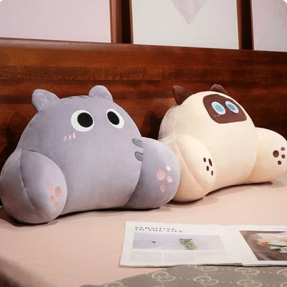 Comfortable Cat Style Back Cushion Sofa Bed Chair Lumbar Support Cushion Comfortable Throw Pillow Reading and Watching TV Soft