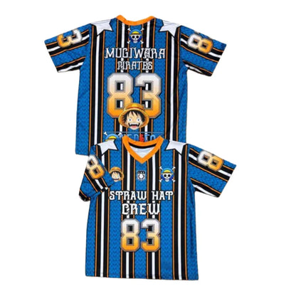 2526 New Bandai Anime One Piece Luffy Summer Jersey T-shirt Oversized 3D Adult and Children's Multifunctional Top Christmas