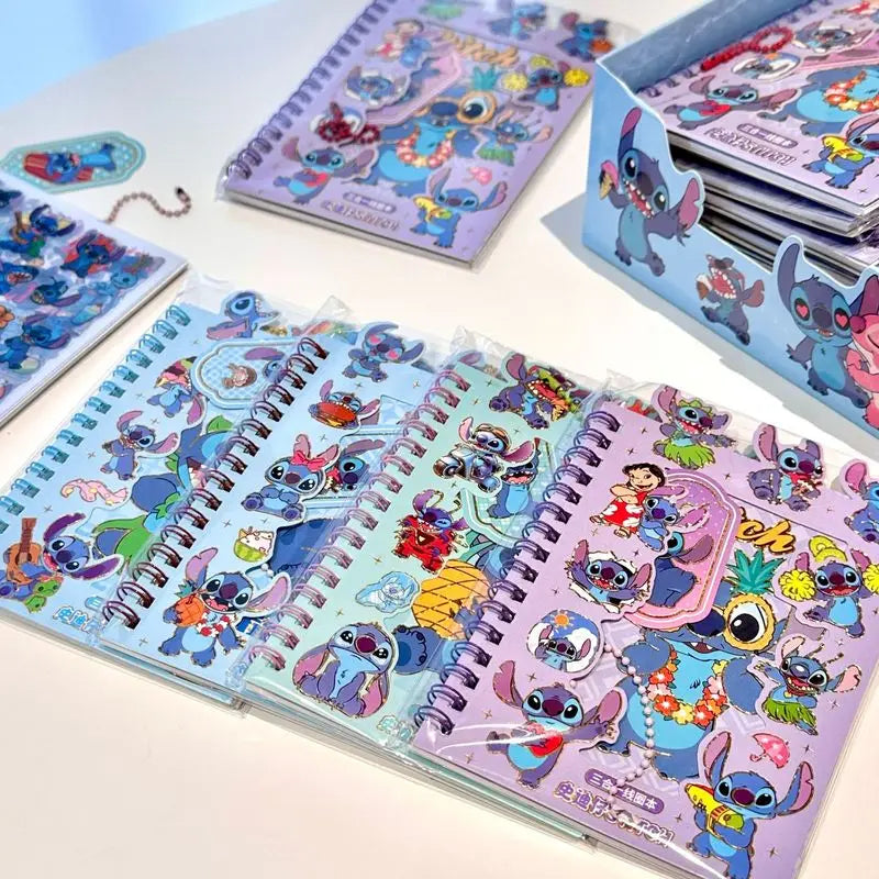 24pcs New Disney Stitch Cartoon Cute Handbag Coil Book Sticker Combination Book 27 Material Books Children'S Diy Handbag Gifts
