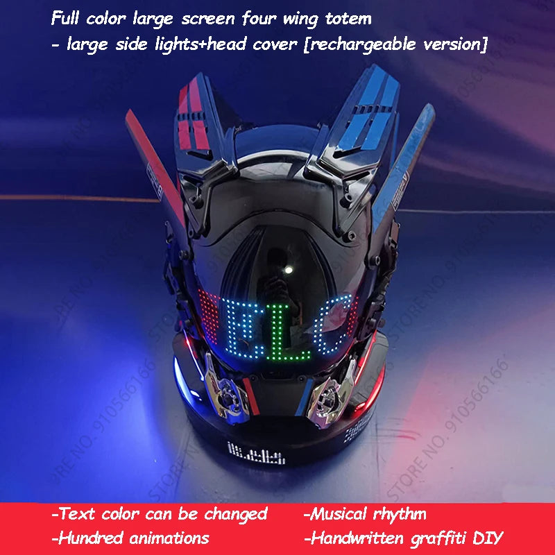 Cyberpunk App Mask Light Up Rolling Subtitles Screen Mask Cos Mech Technology Sense Mobile Phone Control Helmet Role Play