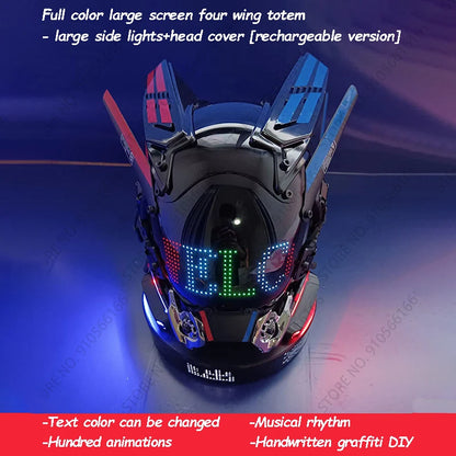 Cyberpunk App Mask Light Up Rolling Subtitles Screen Mask Cos Mech Technology Sense Mobile Phone Control Helmet Role Play