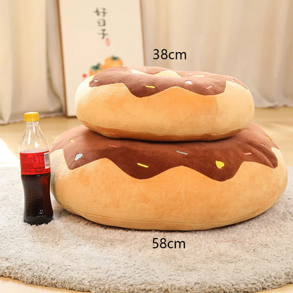 ZU 38cm Sweet Buns Donut Soft Toy Stuffed Cream Doughnut Plush Pillow Simulation Food Sofa Chair Cushion Kids Girl Gift