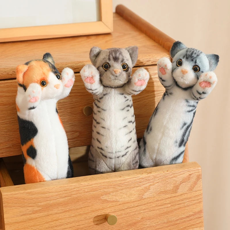 New Arrival Standing Pose Lucky Cat Plushies Kawaii Calico Cat Tabby Cat Super Cute Little Kitten Plush Toy Girl Boy Gift
