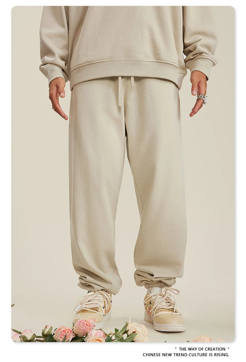 ZODF New Men Heavy Weight 440gsm Solid Sweatpants Unisex Loose Basic Casual Comfortable Sport Pants Joggers Streetwears HY0628