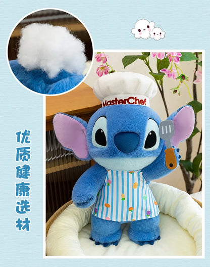 50/60/75cm Big Size Chef Stitch Disney Anime Plush Stuffed Doll Kawaii Room Decoration Plushies Children's Pillow Holiday Gift