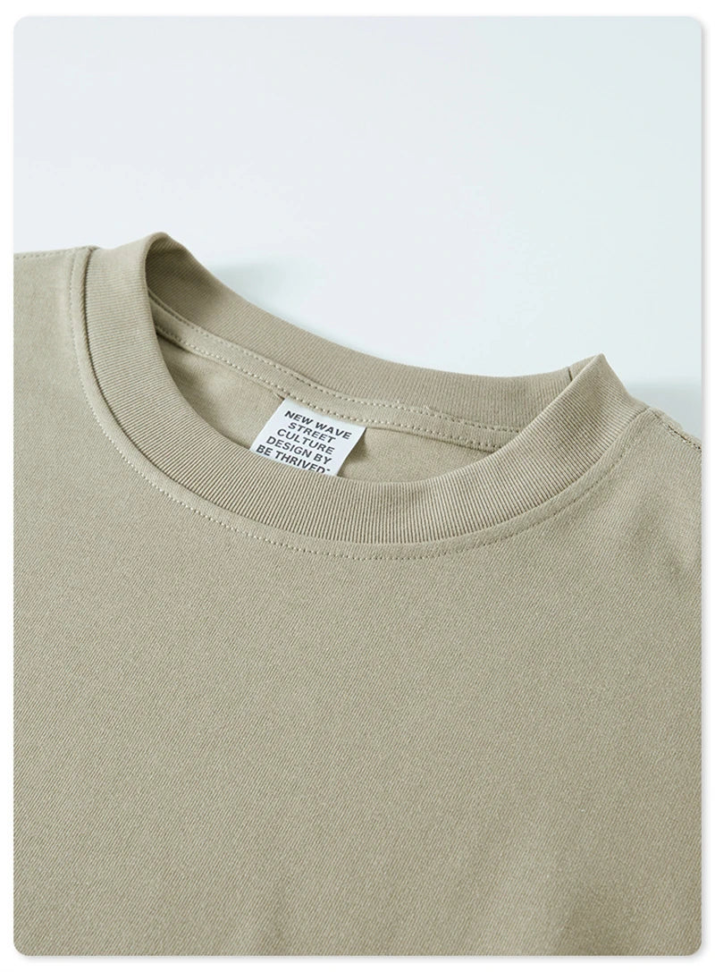 ZODF Autumn Winter 425gsm Long Sleeve T-Shirt American Retro Unisex Loose Heavyweight Basic Cotton T Shirts TEE HY0676