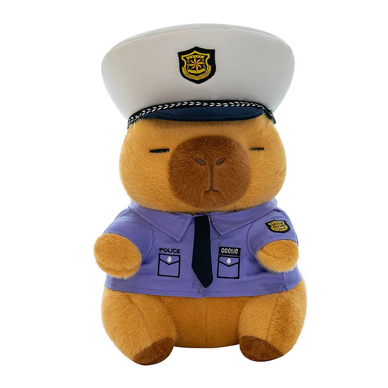 New Kawaii 50cm Plush Toy Capybara Police Stuffed Animal Pillow Cute Plush Doll for Kids Birthday Christmas Gift