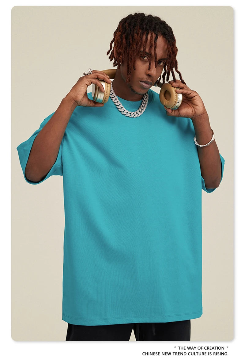 ZODF 2025 Heavy-Weight 425gsm 100% Cotton T-Shirts For Men Unisex Summer Oversized O-Neck Basic Solid T Shirt Brand Tees HY0485