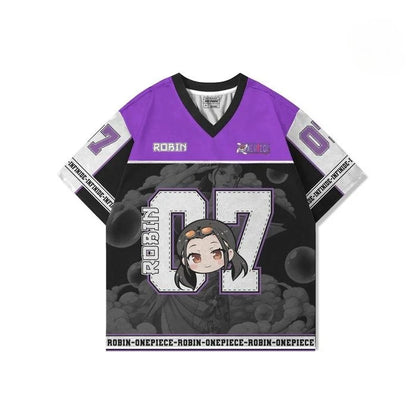 07 Jersey One Piece ROBIN Anime Y2k Korean Style Kpop Baseball Hockey T-shirt Fashion Streetwear Anime Daily Unisex Tops Tees