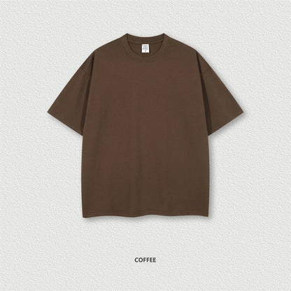 ZODF Trendy Summer 260gsm Cotton Oversized T Shirts For Men Unisex Male Kanye West High Street Solid Tees Brand Tops HY0122