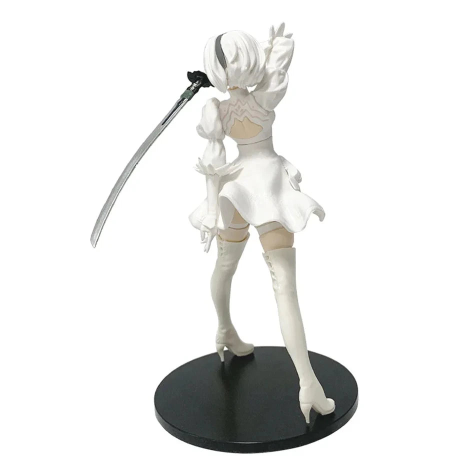 Hot 18CM Yorha 2B Black and White Series Anime Figure PVC Collectible Action Figures Model Doll Statuette Gift