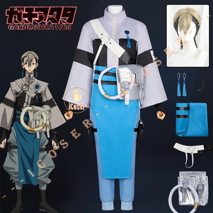 Anime Gachiakuta Zanka Nijiku Cosplay Costume Wig Uniform Earrings Akuta Cleaners Halloween Party for Women Men Role Play Outfit