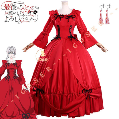 Scarlet El Vandimion Cosplay Costume Wig Dress Anime May I Ask for One Final Thing Ice Rose Earrings Halloween Party Women Girls