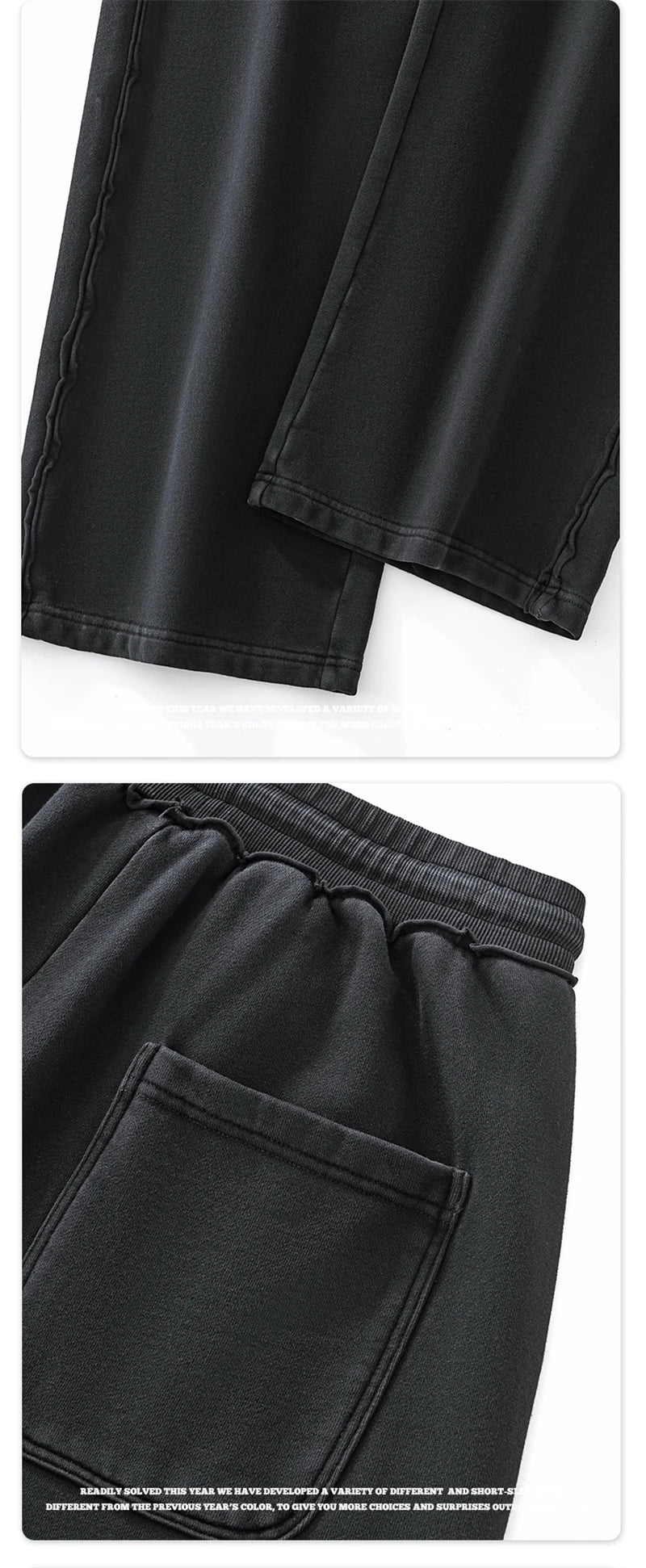 ZODF Retro High Street 420gsm Cotton Straight Pants For Man Unisex Loose Fit Distressed Sport Trousers Sweatpants HY0051