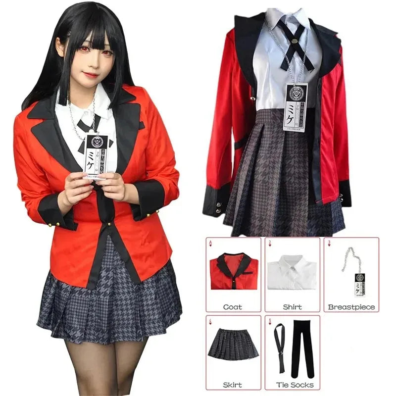 Kakegurui Jabami Yumeko Cosplay Costume Set Polyester - Only / XL