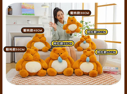 35-45cm Cute Muscle Bear Snot Bear Doll Sitting Posture Pull String Animals Stuffed Toy Soft 24CM Plush Bear Doll Kids Kawaii