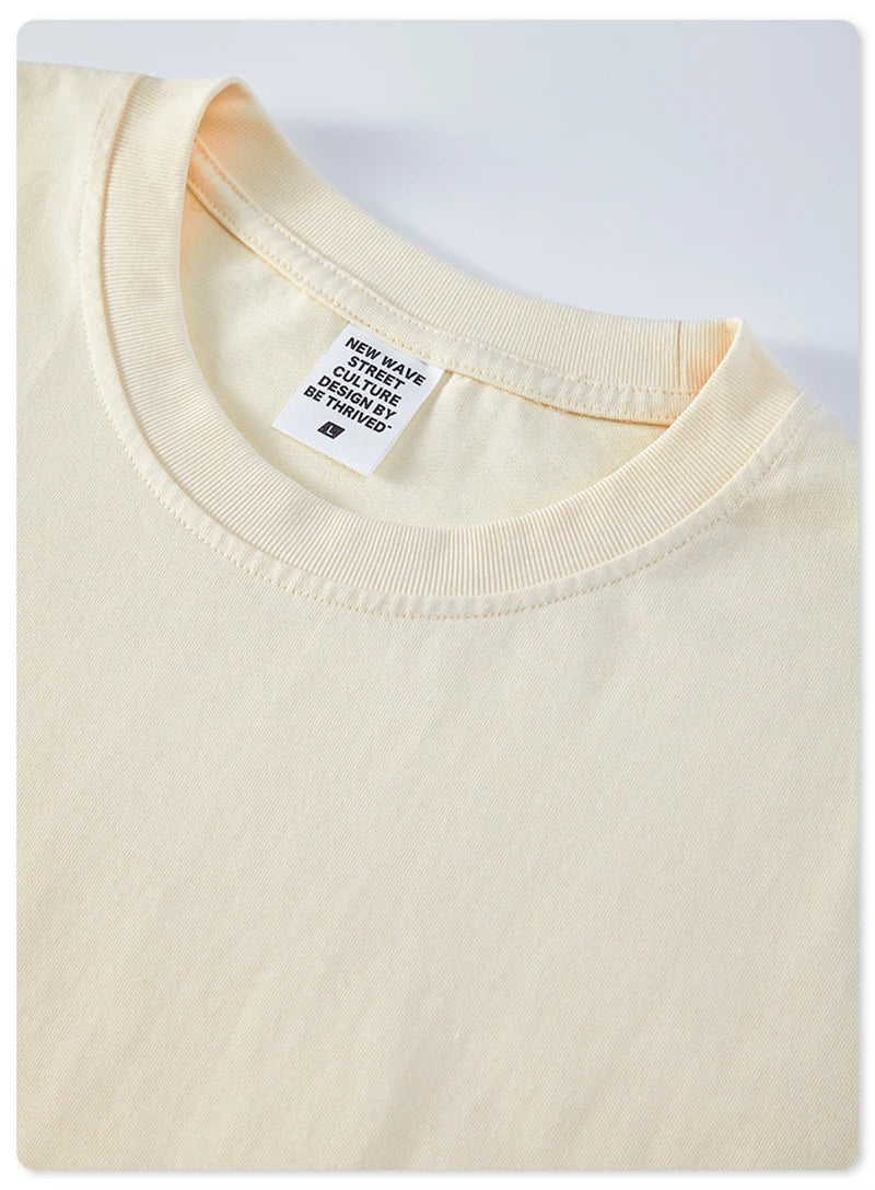 ZODF Trendy Summer 260gsm Cotton Oversized T Shirts For Men Unisex Male Kanye West High Street Solid Tees Brand Tops HY0122