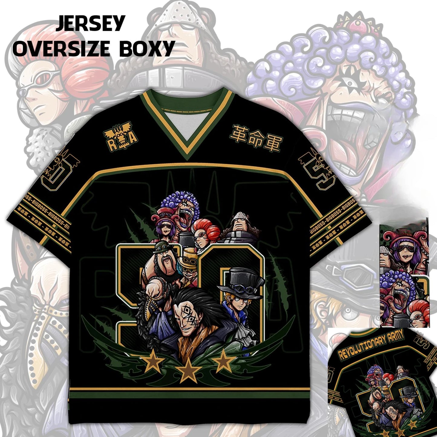 50 Jersey One Piece Revolutionary Army Anime Y2k Korean Baseball Hockey T-shirt Fashion Streetwear Anime Daily Unisex Tops Tees