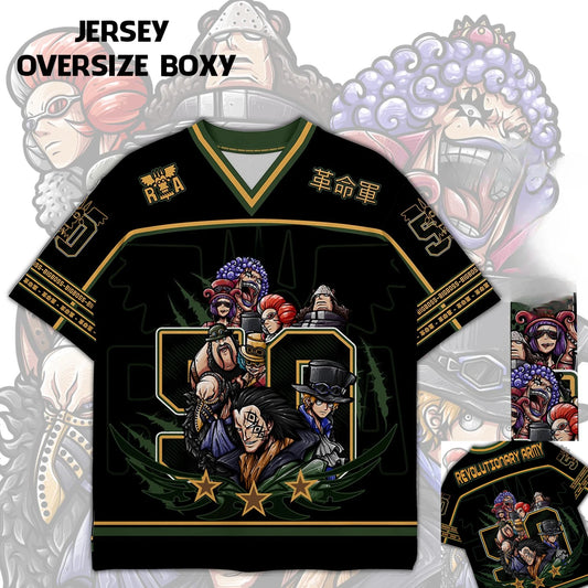50 Jersey One Piece Revolutionary Army Anime Y2k Korean Baseball Hockey T-shirt Fashion Streetwear Anime Daily Unisex Tops Tees