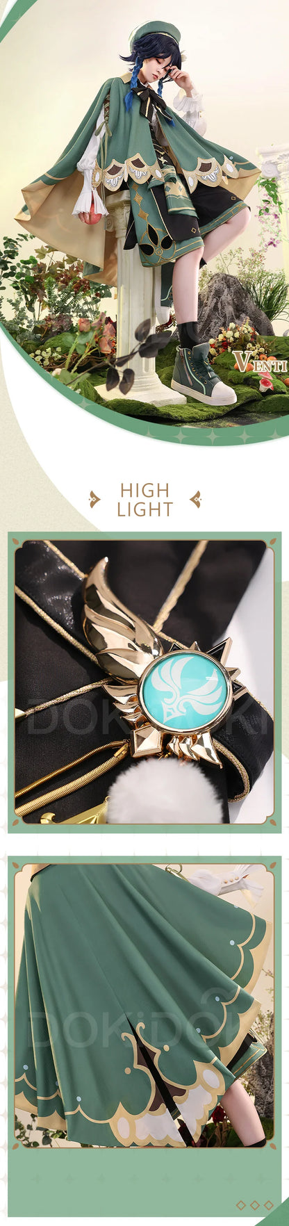 IN STOCK Venti Doujin Cosplay Costume Game Genshin Impact Cosplay DokiDoki-SR Venti Barbatos Cosplay Wig Genshin Impact Costume