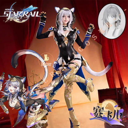 iCoser Honkai Star Rail Cipher Cosplay Costume Wig Bodysuit Uniform Cifera Tail Halloween Party for Women Girls Festival Props