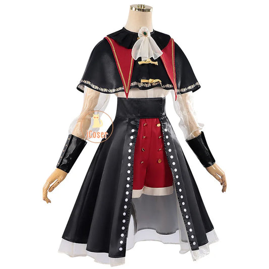 BanG Dream Wakaba Mutsumi Cosplay Costume Wig Red Dress Mortis Uniform Ave Mujica Mask Hat Earrings Halloween Party Women Props